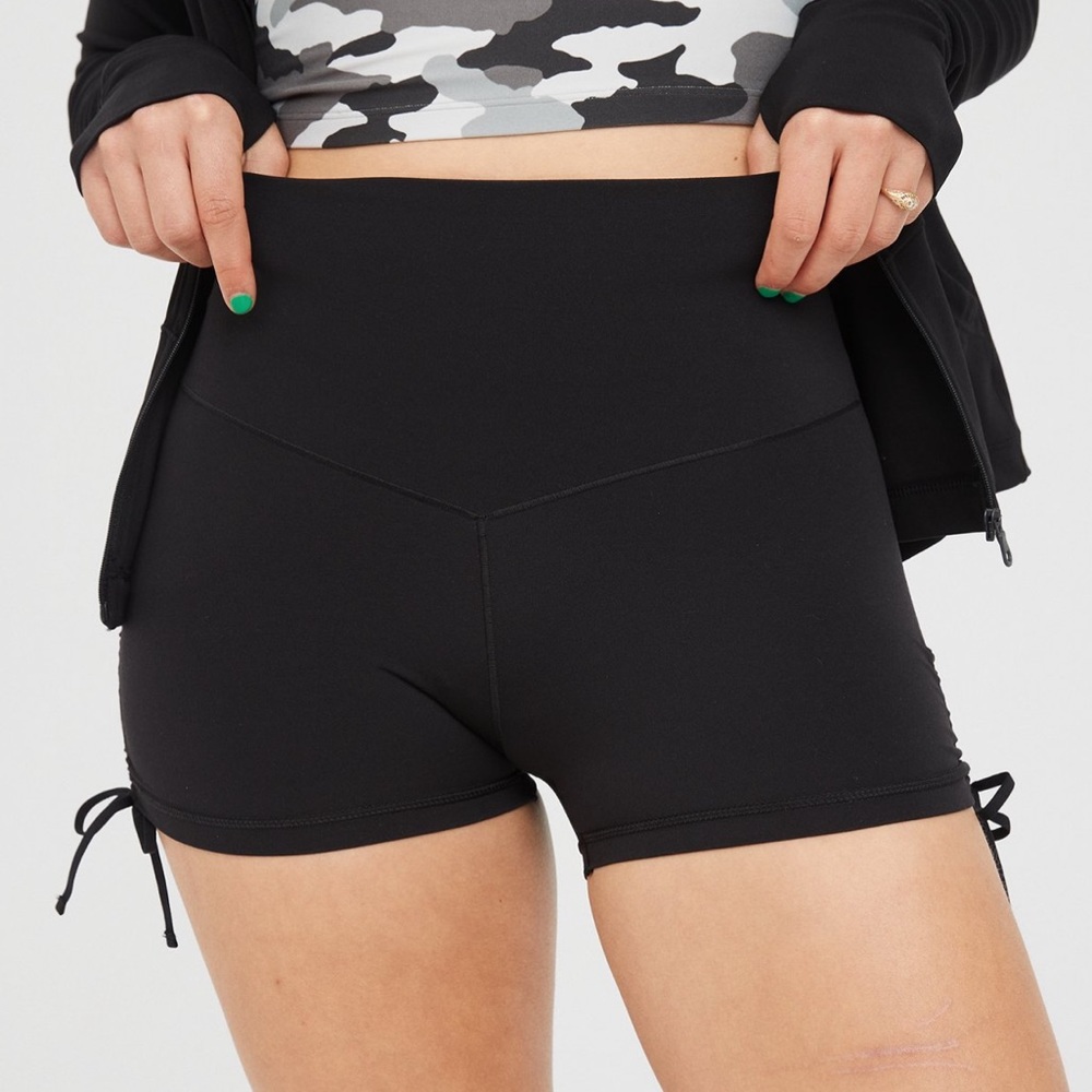 OFFLINE By Aerie Real Me High-Waisted Ruched Tie 3" Bike Short
